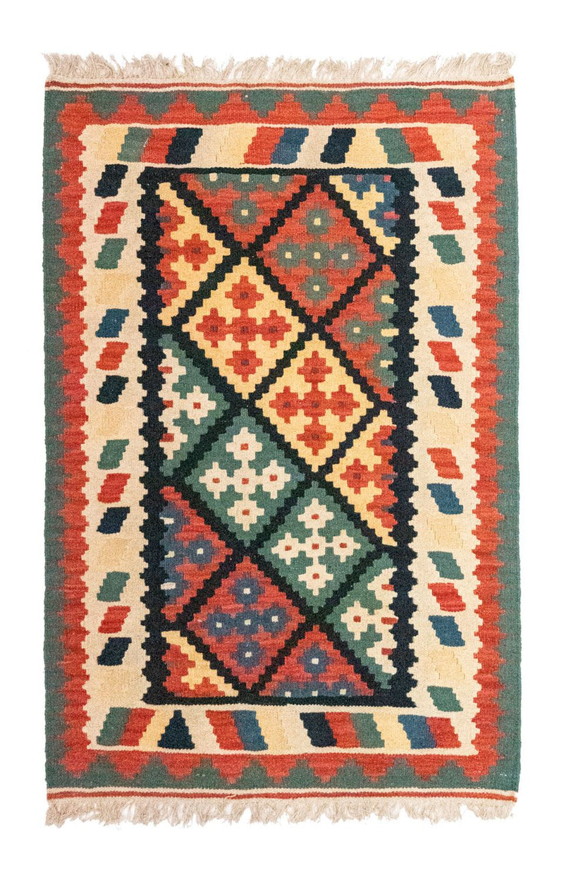 Kelim Carpet - orientalisk matta - 123 x 82 cm - blå
