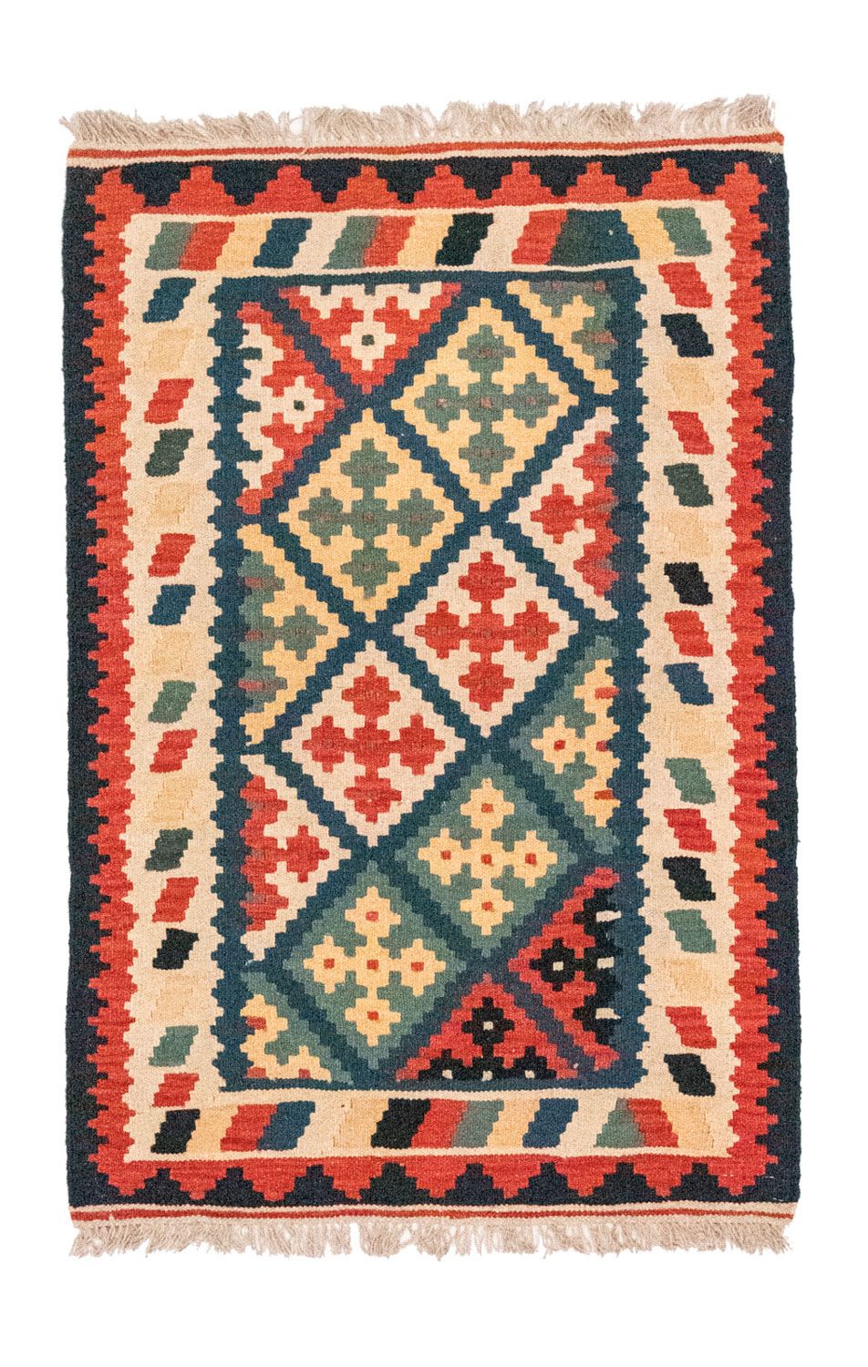 Kelim Carpet - orientalisk matta - 126 x 83 cm - blå