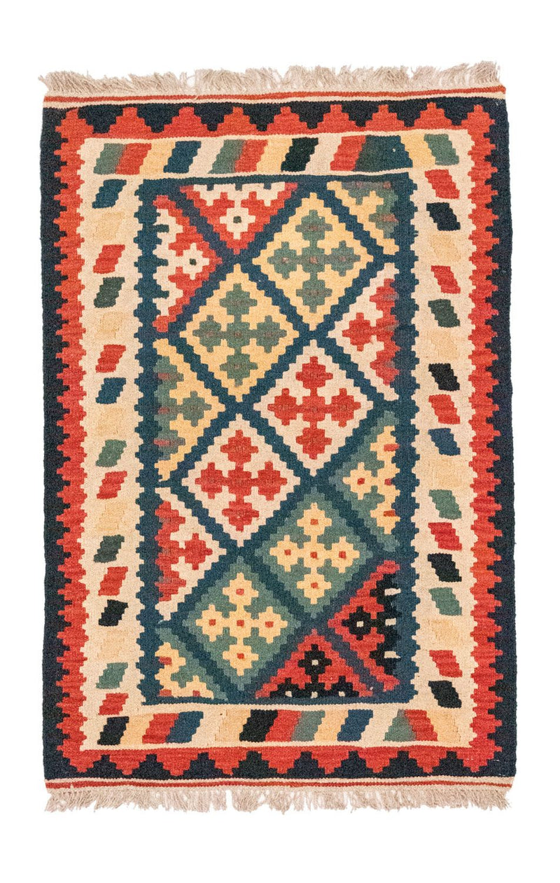 Kelim Carpet - orientalisk matta - 126 x 83 cm - blå