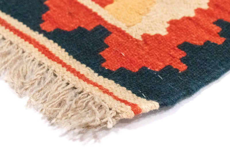 Kelim Carpet - orientalisk matta - 126 x 83 cm - blå