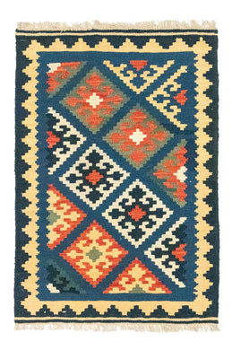 Kelim Carpet - orientalisk matta - 125 x 85 cm - blå