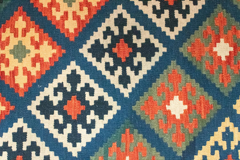 Kelim Carpet - orientalisk matta - 125 x 85 cm - blå