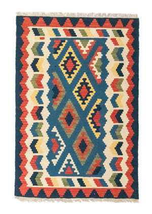 Kelim Carpet - orientalisk matta - 121 x 80 cm - blå