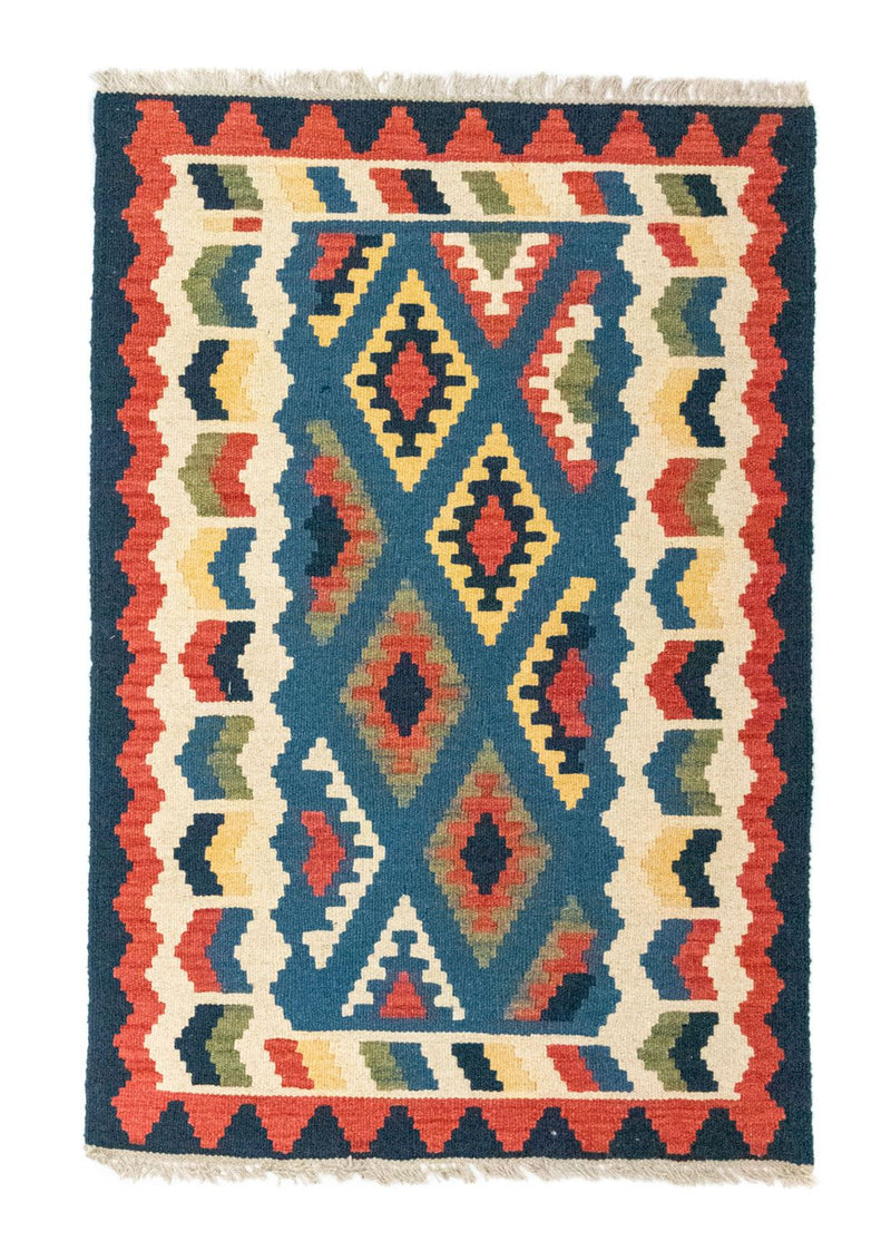 Kelim Carpet - orientalisk matta - 121 x 80 cm - blå