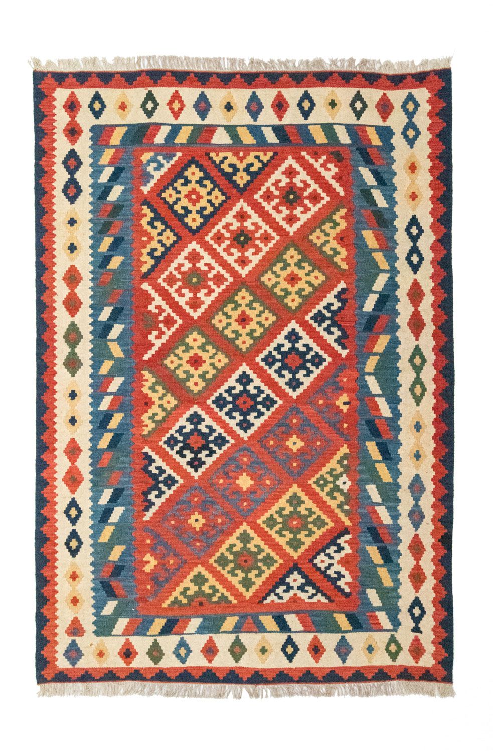 Kelim Carpet - orientalisk matta - 254 x 170 cm - röd