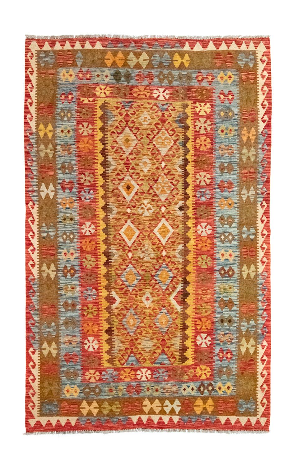 Kelim Carpet - orientalisk matta - 252 x 162 cm - guld