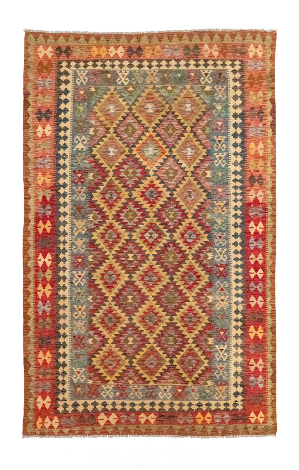 Kelim Carpet - orientalisk matta - 305 x 195 cm - guld