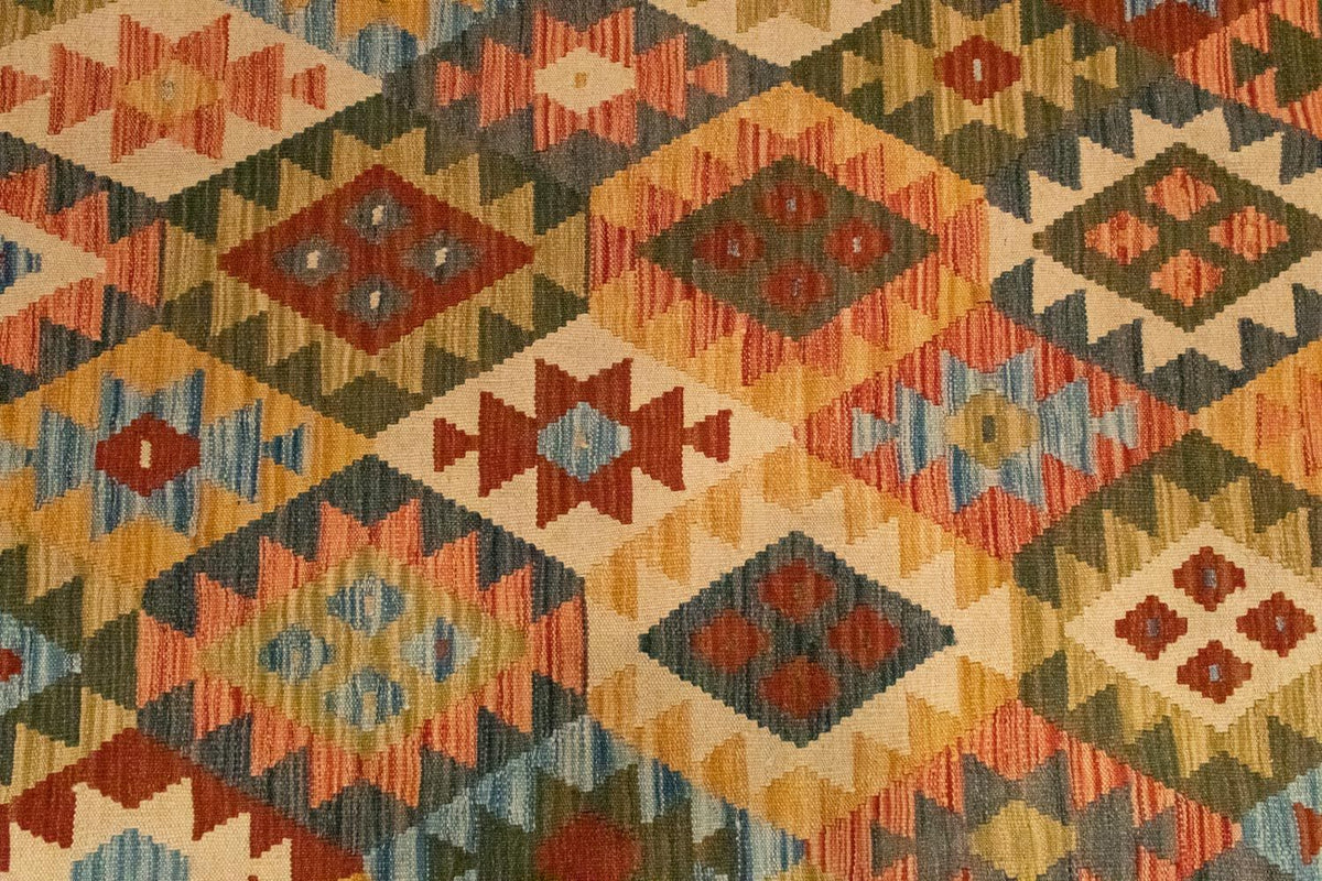 Kelim Carpet - orientalisk matta - 296 x 197 cm - flerfärgad