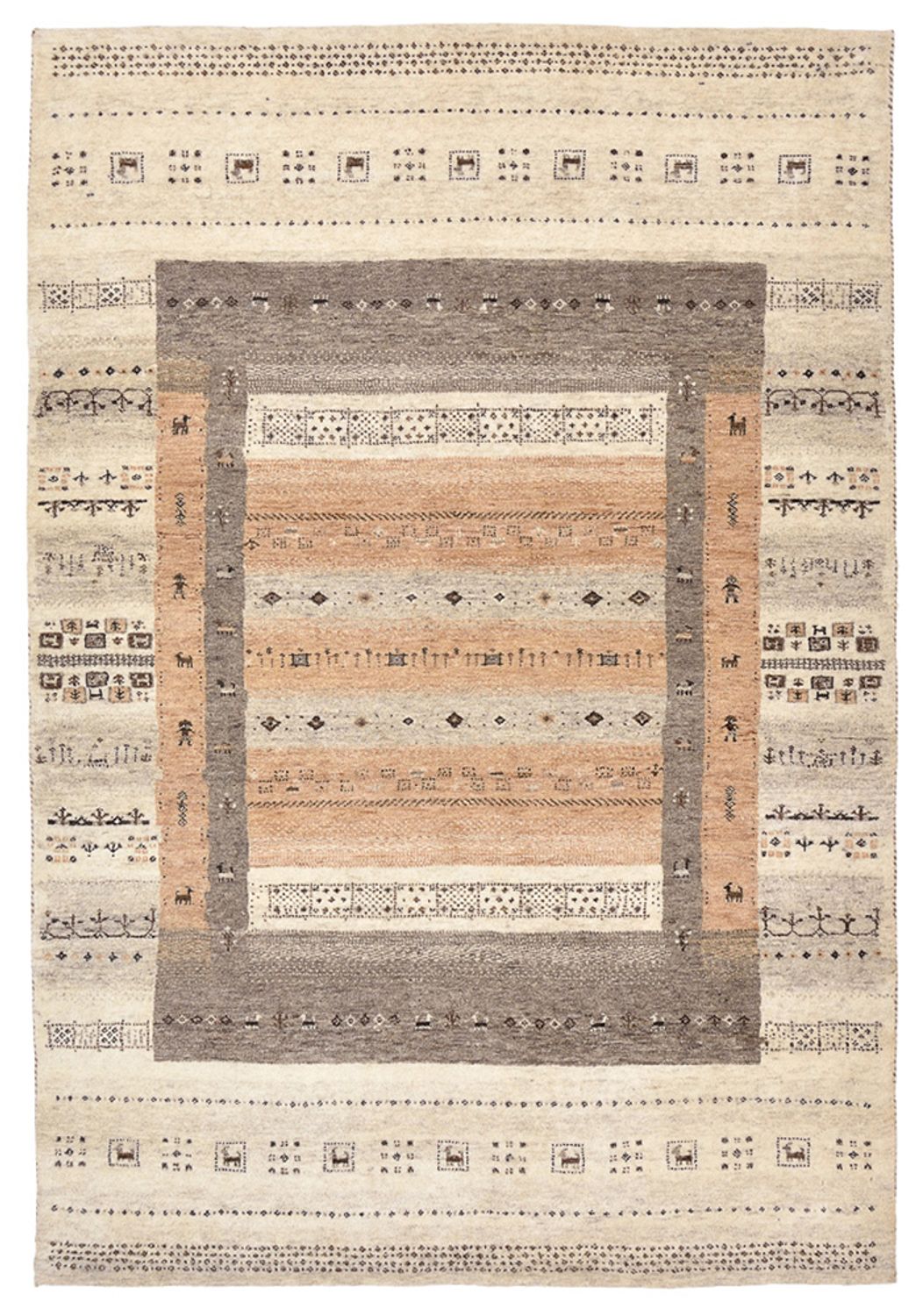 Gabbeh-mattan - Loribaft Indus - 201 x 140 cm - mörk beige