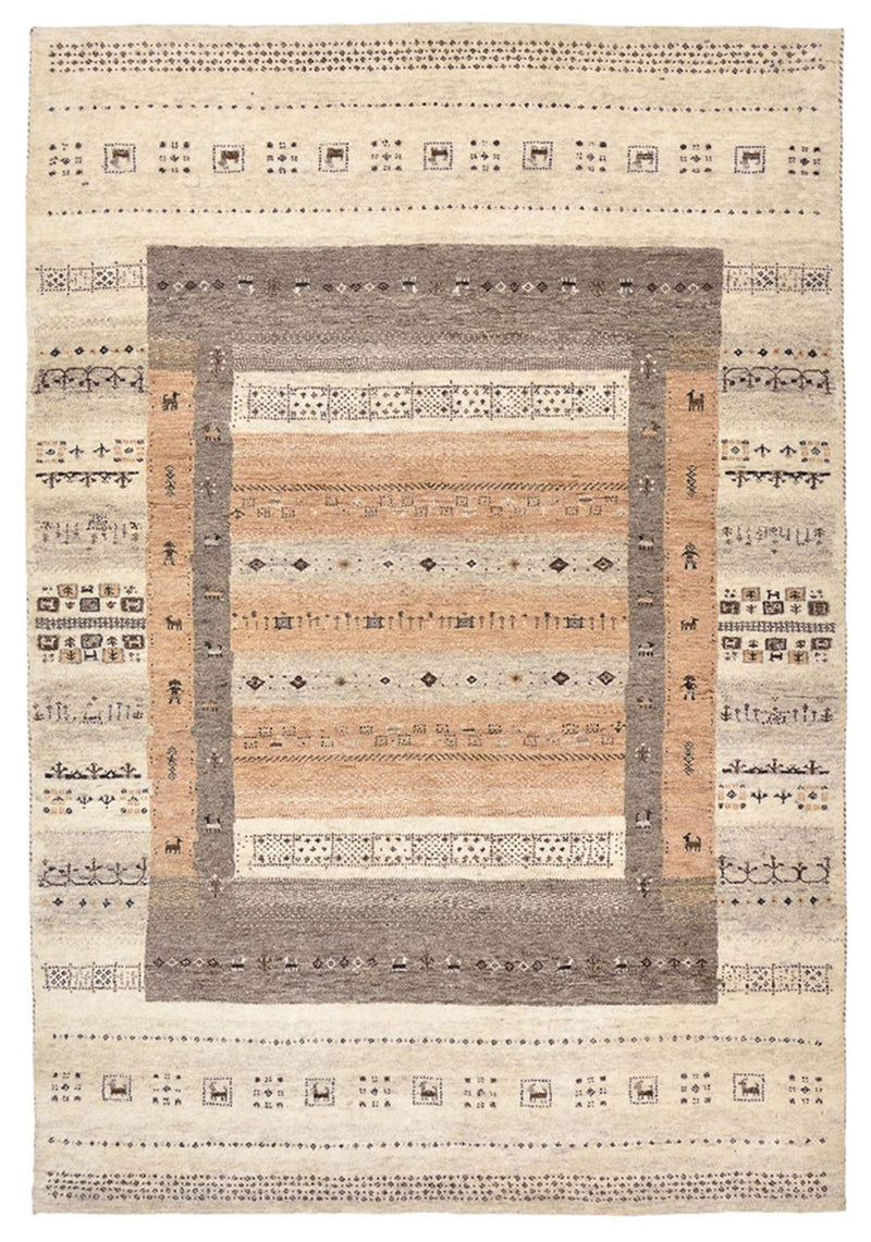 Gabbeh-mattan - Loribaft Indus - 201 x 140 cm - mörk beige