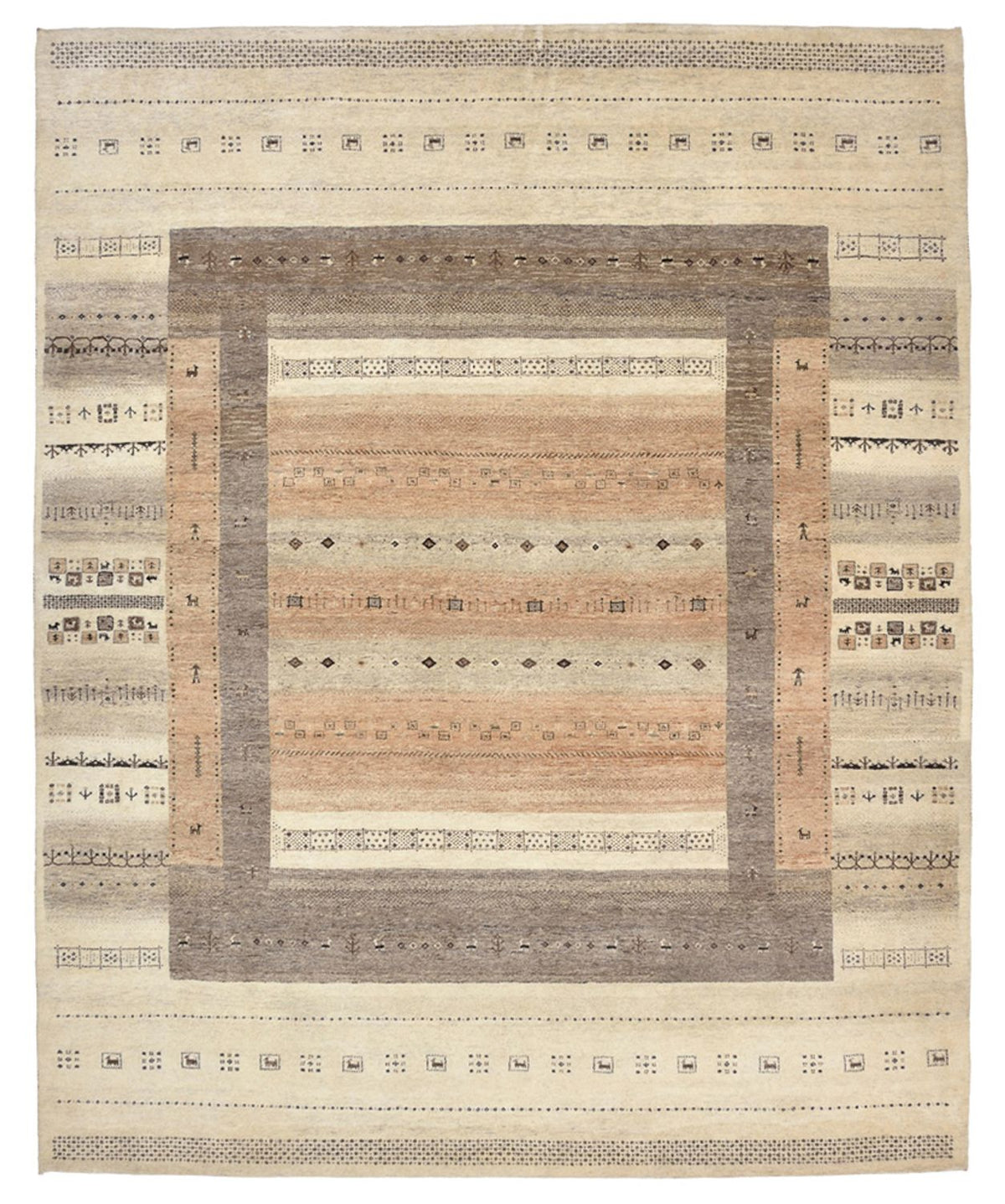 Gabbeh-mattan - Loribaft Indus - 302 x 248 cm - mörk beige