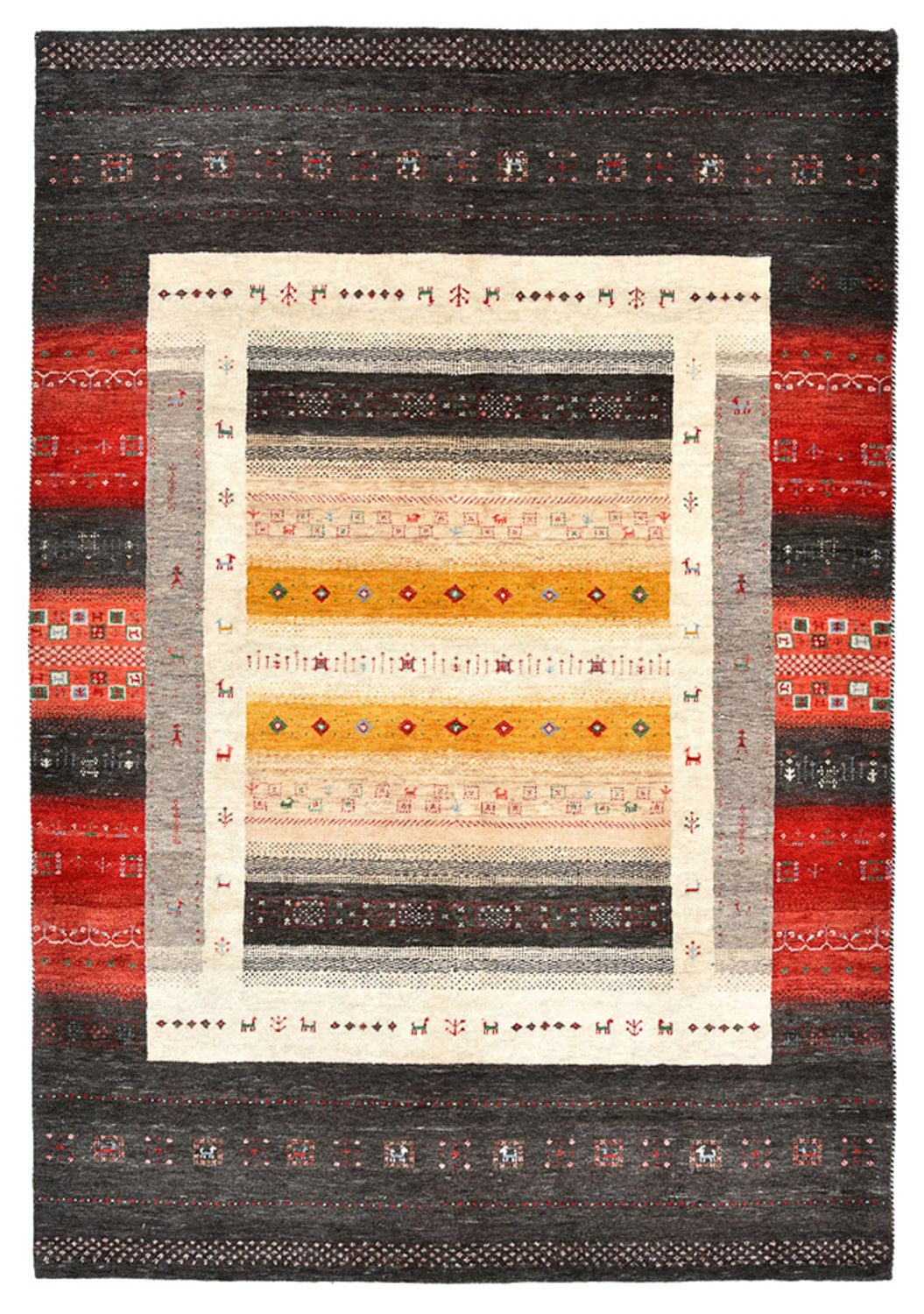 Gabbeh-mattan - Loribaft Indus - 240 x 166 cm - flerfärgad