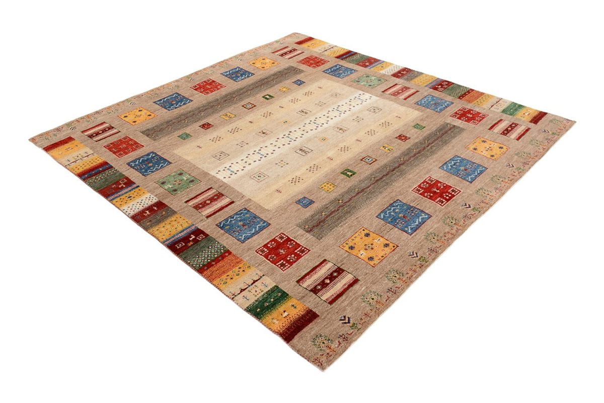 Gabbeh-mattan - Loribaft Indus kvadrat  - 203 x 201 cm - flerfärgad