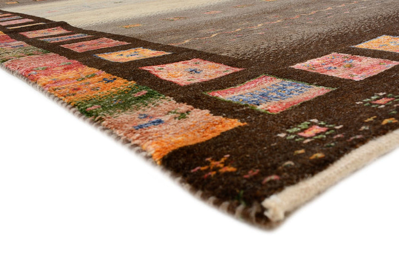 Runner Gabbeh-mattan - Loribaft Indus - 306 x 80 cm - mörk beige