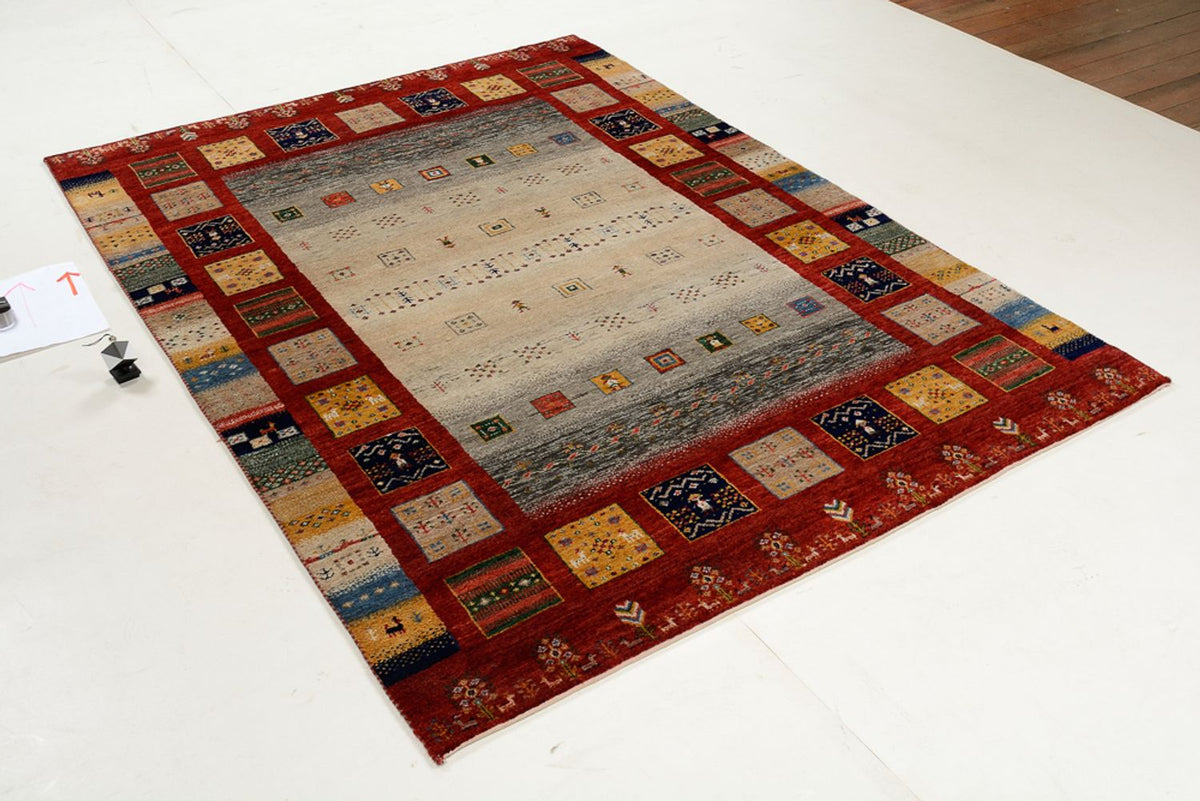 Gabbeh-mattan - Loribaft Indus - 204 x 150 cm - flerfärgad