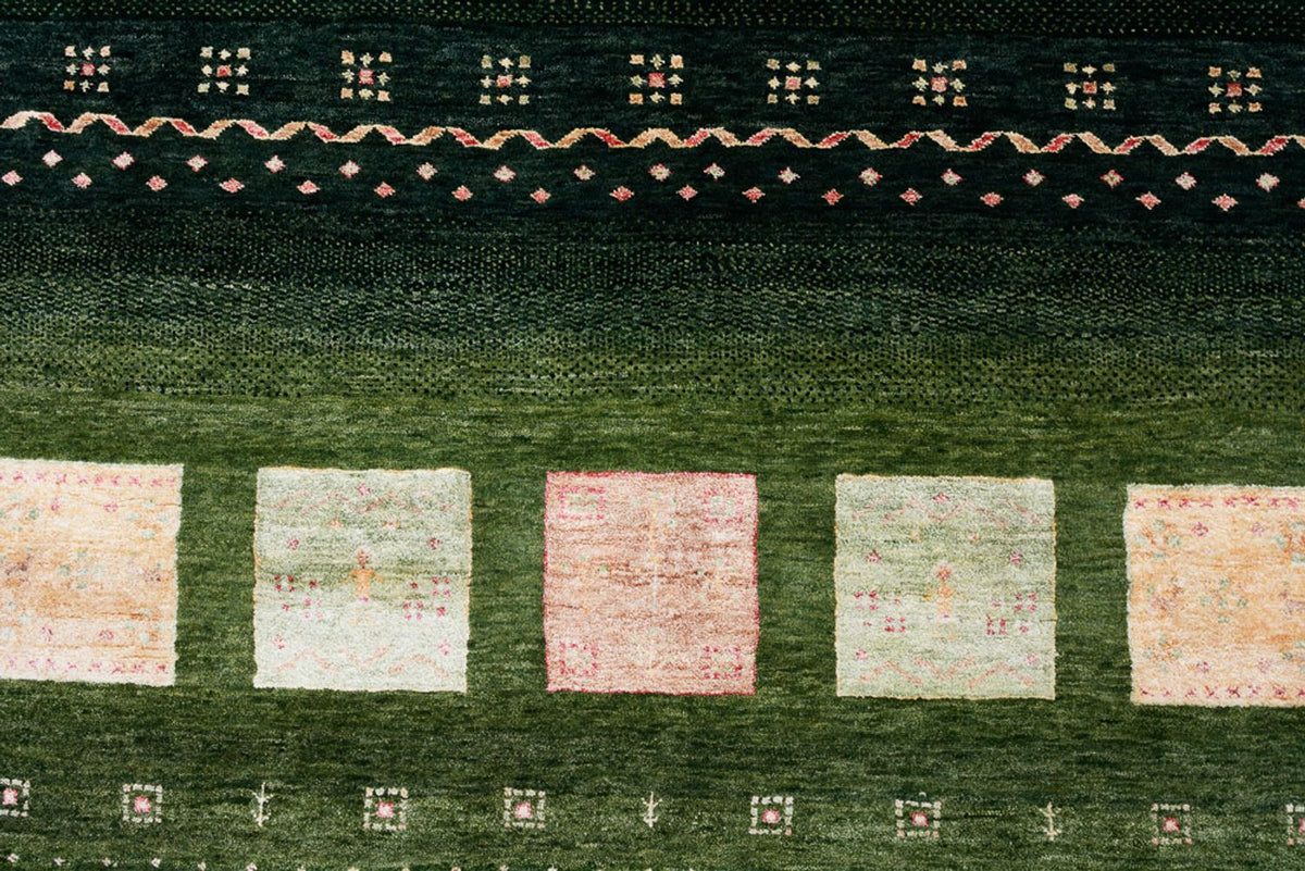 Gabbeh-mattan - Loribaft Indus - 308 x 205 cm - grön