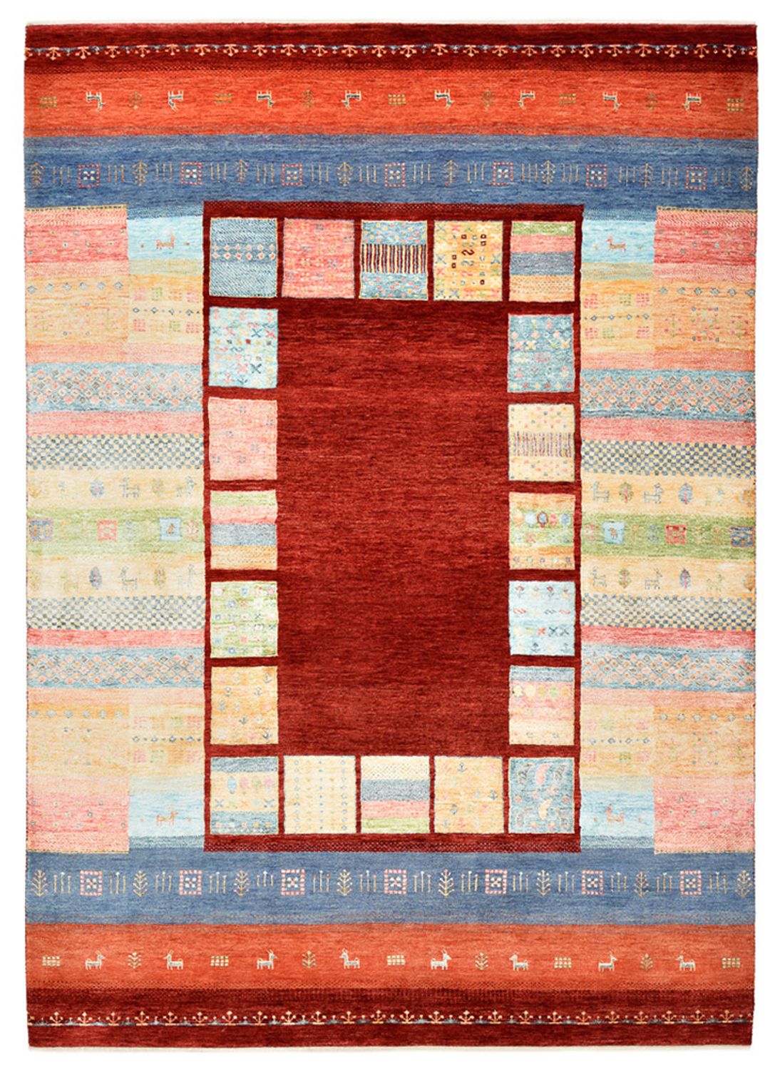 Gabbeh-mattan - Loribaft Indus - 242 x 176 cm - flerfärgad