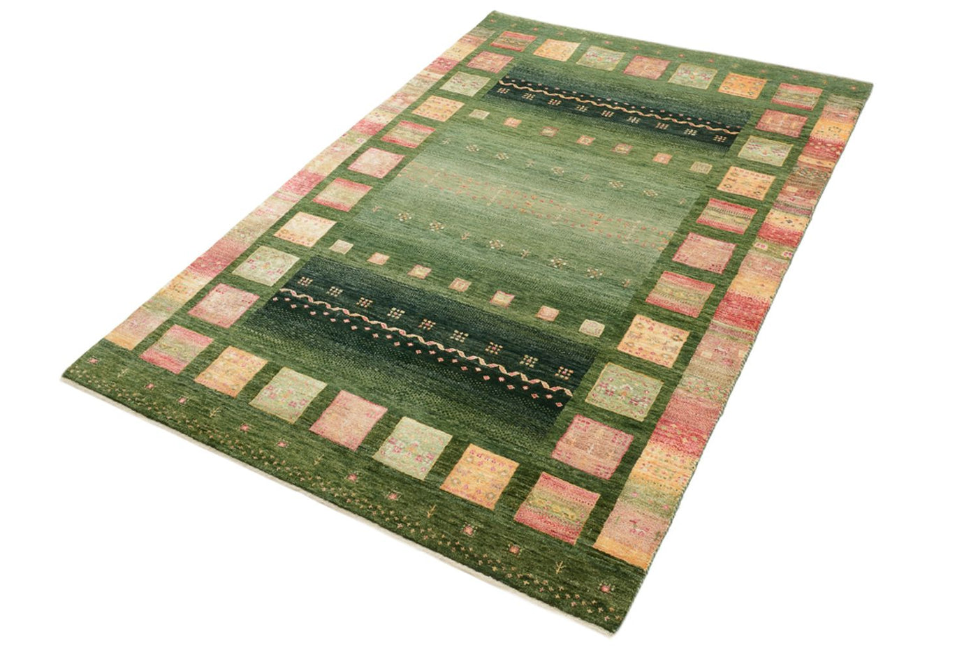 Gabbeh-mattan - Loribaft Indus - 183 x 127 cm - grön