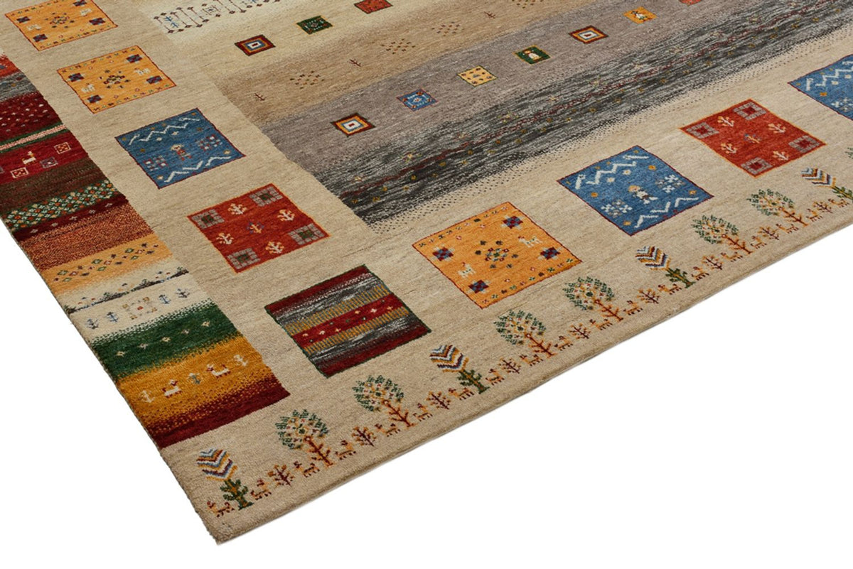 Gabbeh-mattan - Loribaft Indus kvadrat  - 256 x 250 cm - ljusbeige