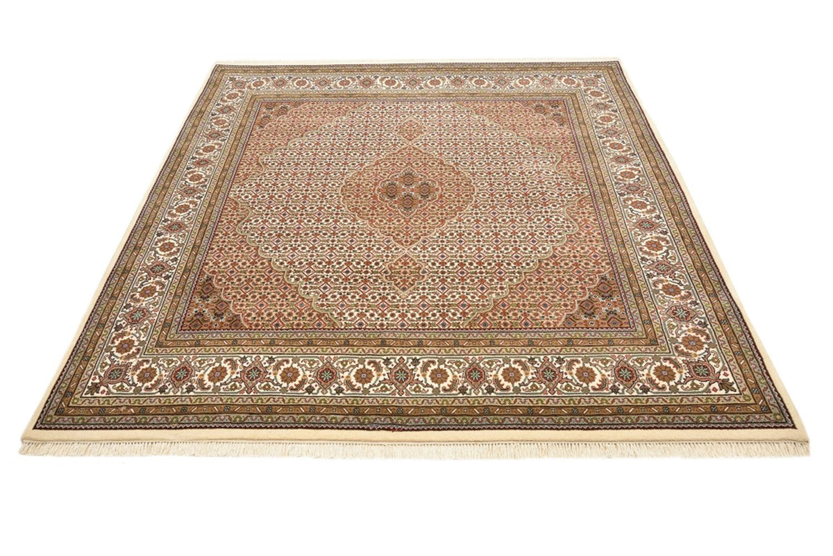 Orientaliska mattor - Tabriz kvadrat  - 203 x 201 cm - mörk beige