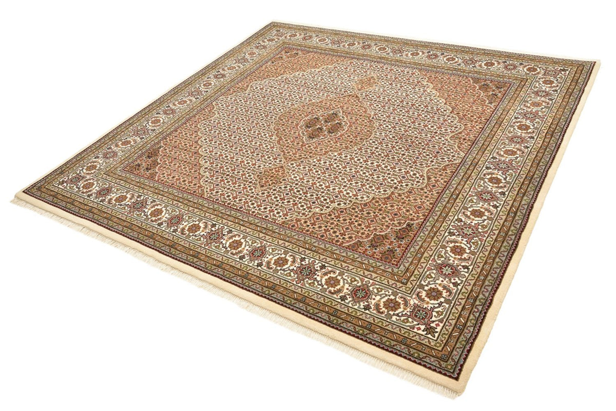 Orientaliska mattor - Tabriz kvadrat  - 203 x 201 cm - mörk beige