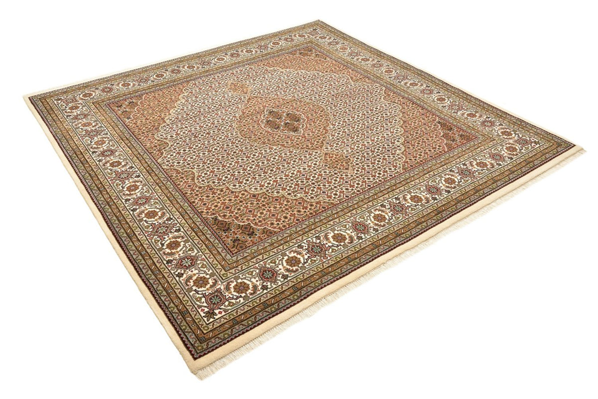 Orientaliska mattor - Tabriz kvadrat  - 203 x 201 cm - mörk beige