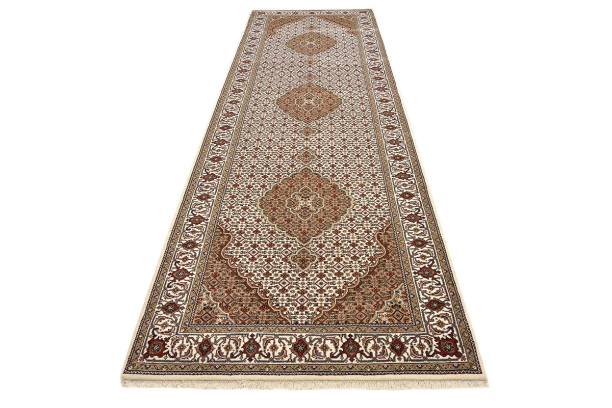 Runner Orientaliska mattor - Tabriz - 372 x 121 cm - ljusbeige