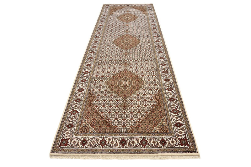 Runner Orientaliska mattor - Tabriz - 372 x 121 cm - ljusbeige
