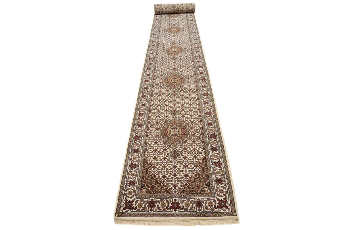 Runner Orientaliska mattor - Tabriz - 602 x 81 cm - ljusbeige