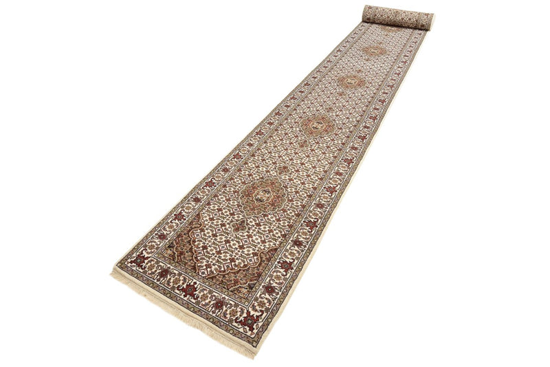 Runner Orientaliska mattor - Tabriz - 602 x 81 cm - ljusbeige