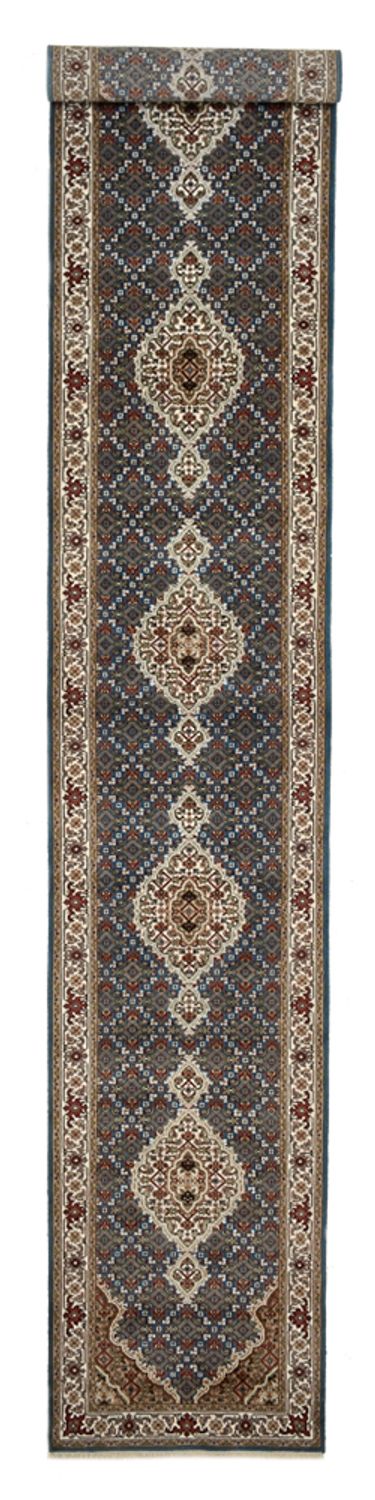 Runner Orientaliska mattor - Tabriz - 454 x 79 cm - mörkblå