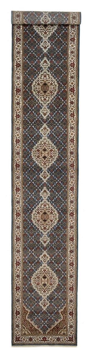 Runner Orientaliska mattor - Tabriz - 454 x 79 cm - mörkblå