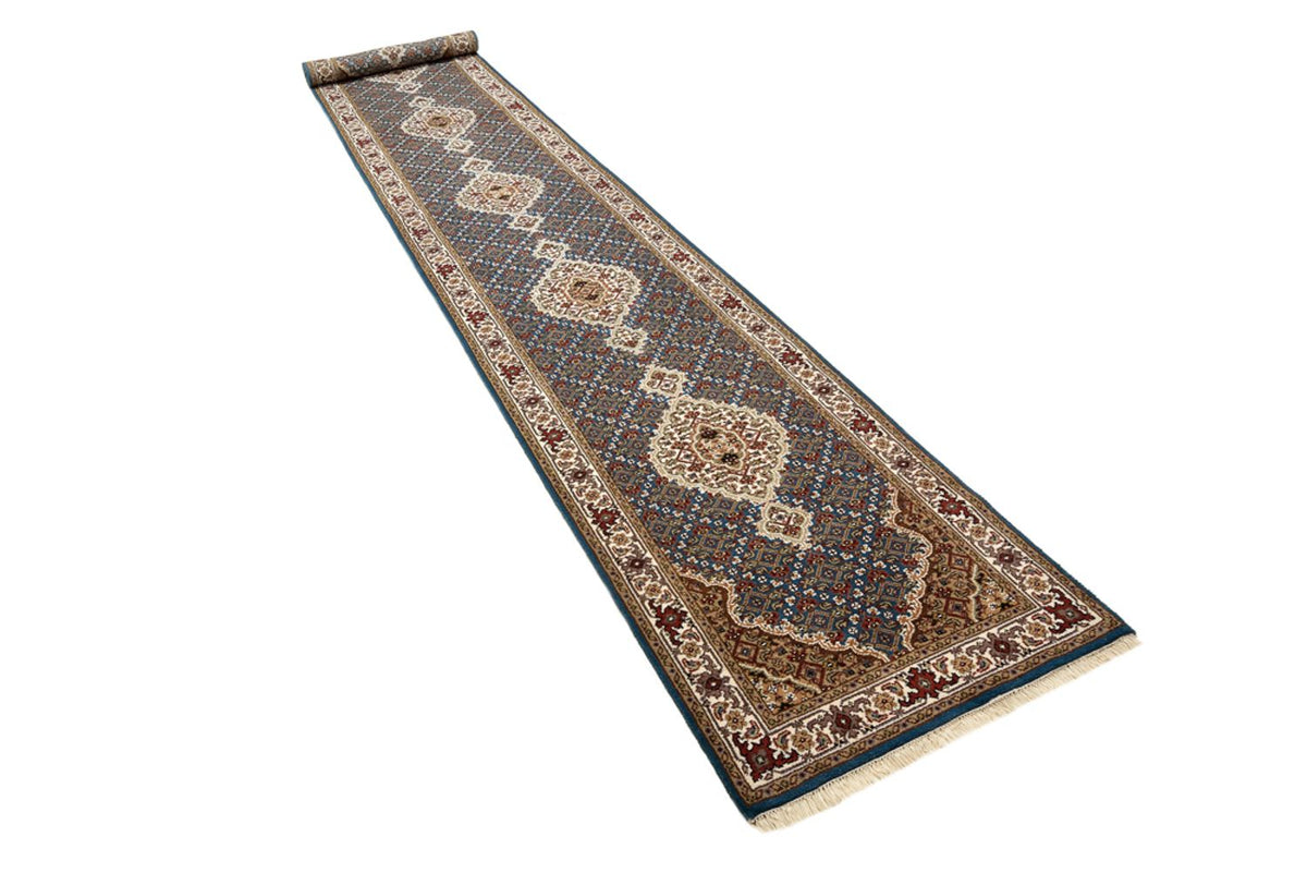 Runner Orientaliska mattor - Tabriz - 454 x 79 cm - mörkblå