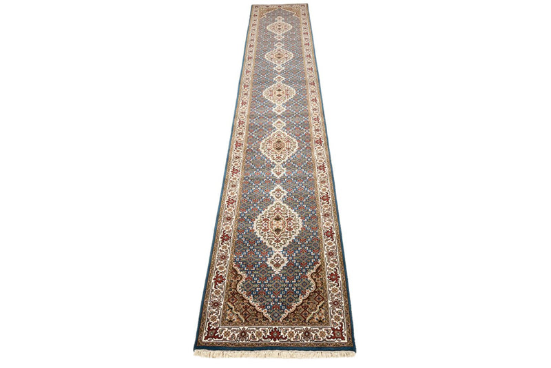 Runner Orientaliska mattor - Tabriz - 454 x 79 cm - mörkblå