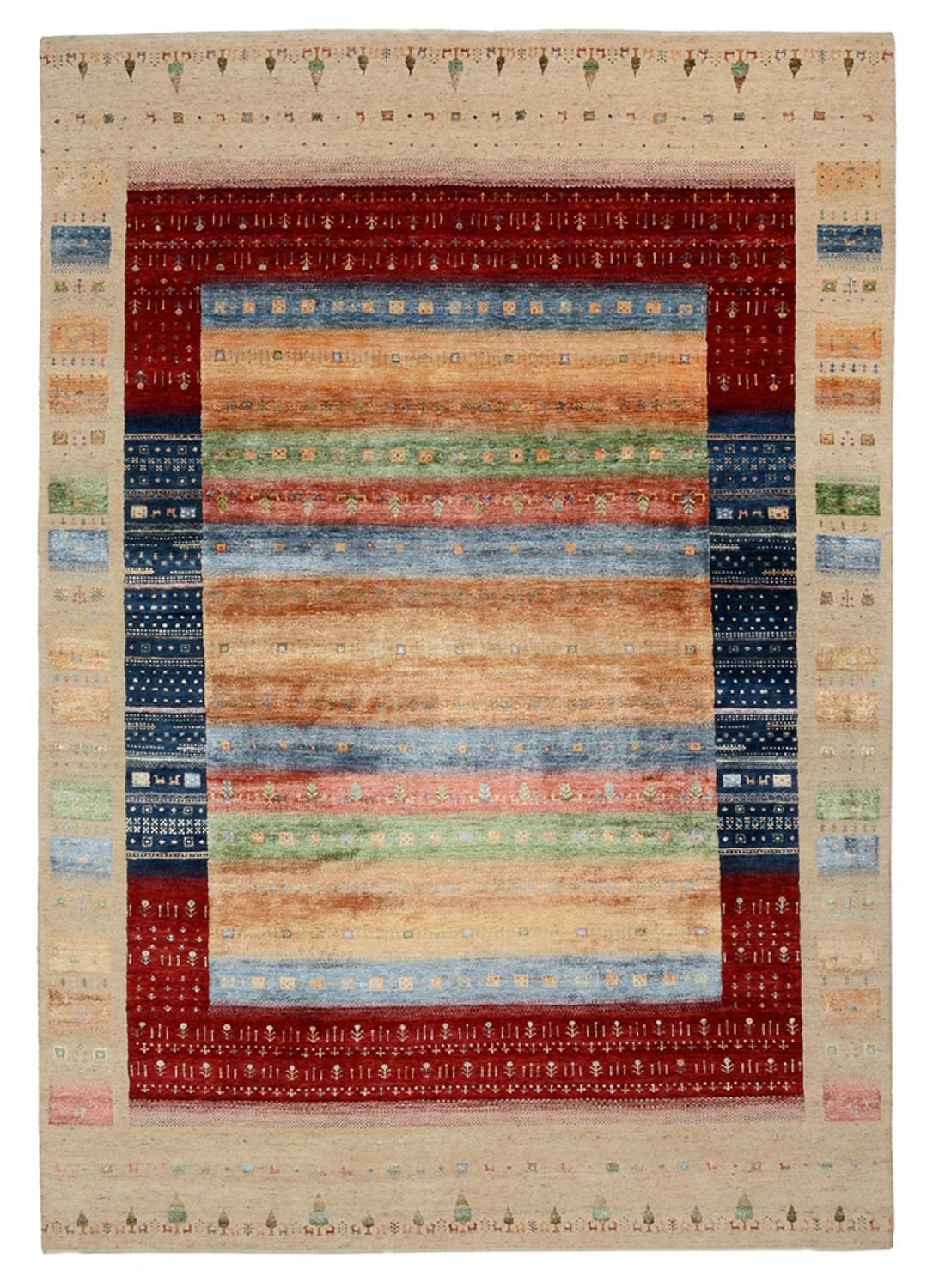 Gabbeh-mattan - Loribaft Indus - 343 x 241 cm - flerfärgad