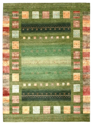 Gabbeh-mattan - Loribaft Indus - 343 x 251 cm - grön