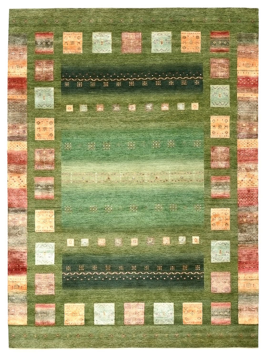 Gabbeh-mattan - Loribaft Indus - 343 x 251 cm - grön