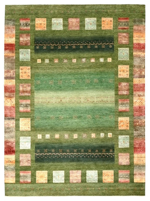 Gabbeh-mattan - Loribaft Indus - 343 x 251 cm - grön