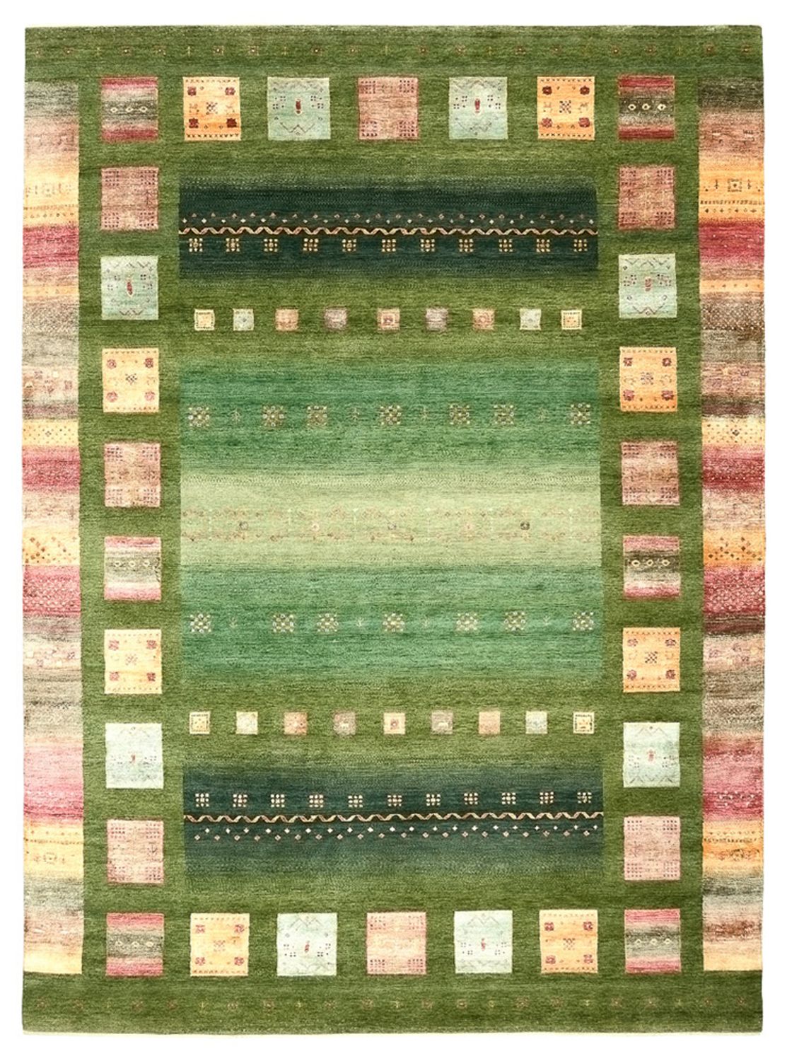 Gabbeh-mattan - Loribaft Indus - 340 x 249 cm - grön