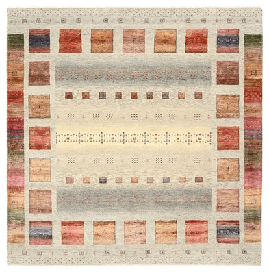 Gabbeh-mattan - Loribaft Indus kvadrat  - 205 x 204 cm - grädde