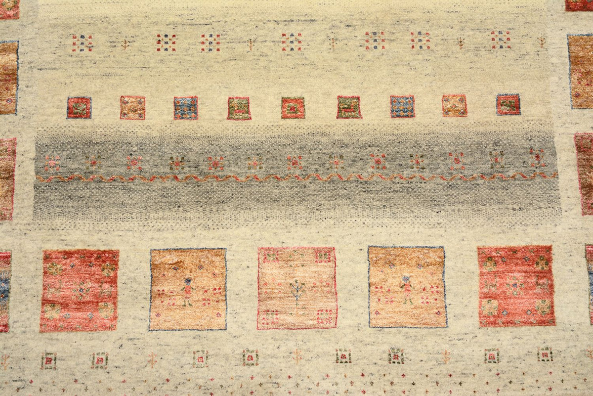 Gabbeh-mattan - Loribaft Indus kvadrat  - 202 x 199 cm - ljusbeige