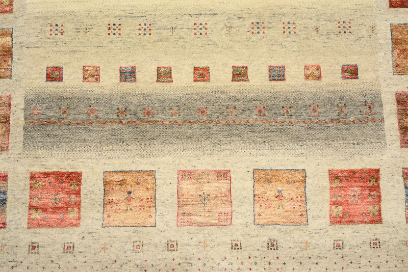 Gabbeh-mattan - Loribaft Indus kvadrat  - 202 x 199 cm - ljusbeige