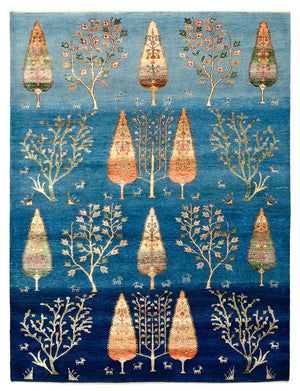 Gabbeh-mattan - Loribaft Indus - 203 x 155 cm - havsblått