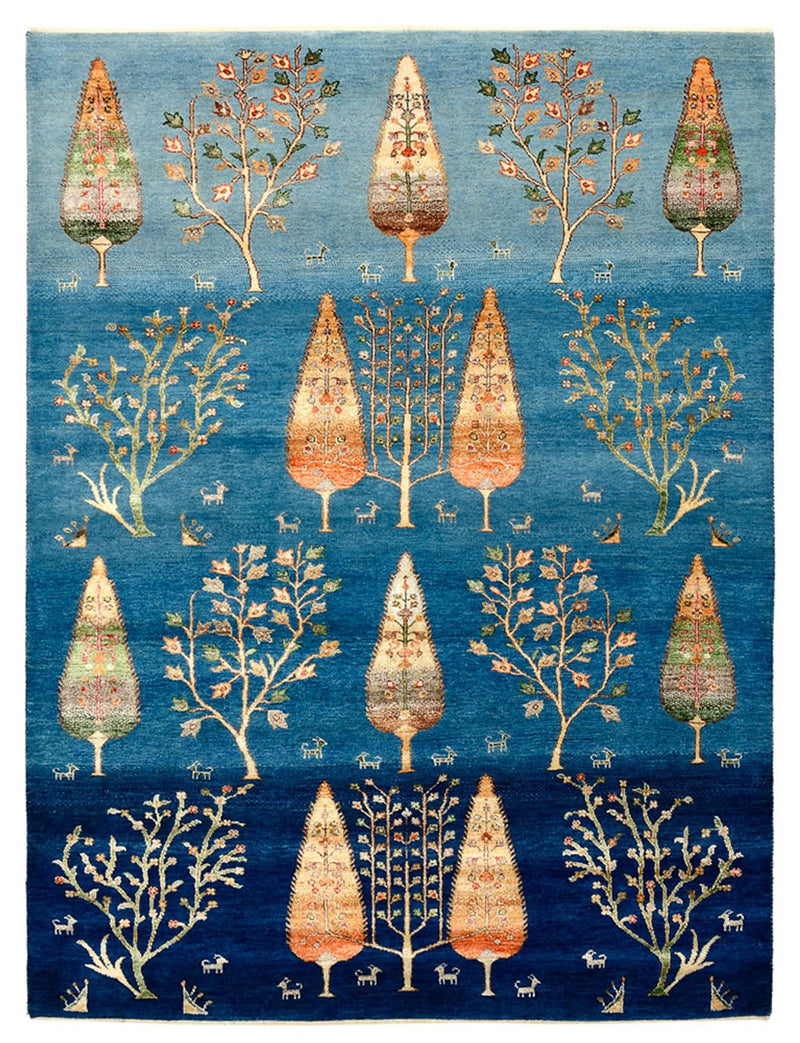 Gabbeh-mattan - Loribaft Indus - 203 x 155 cm - havsblått