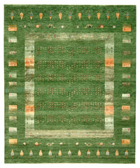 Gabbeh-mattan - Loribaft Indus - 246 x 206 cm - grön