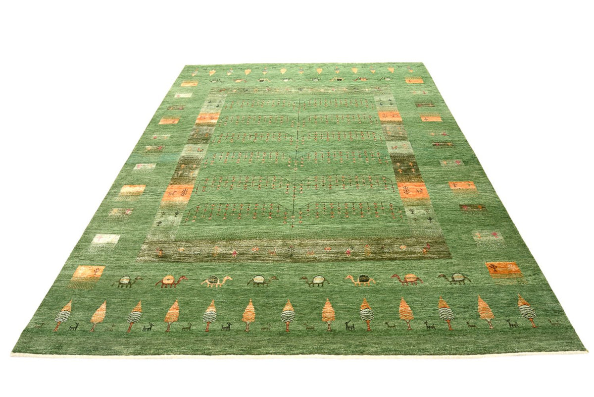 Gabbeh-mattan - Loribaft Indus - 246 x 206 cm - grön
