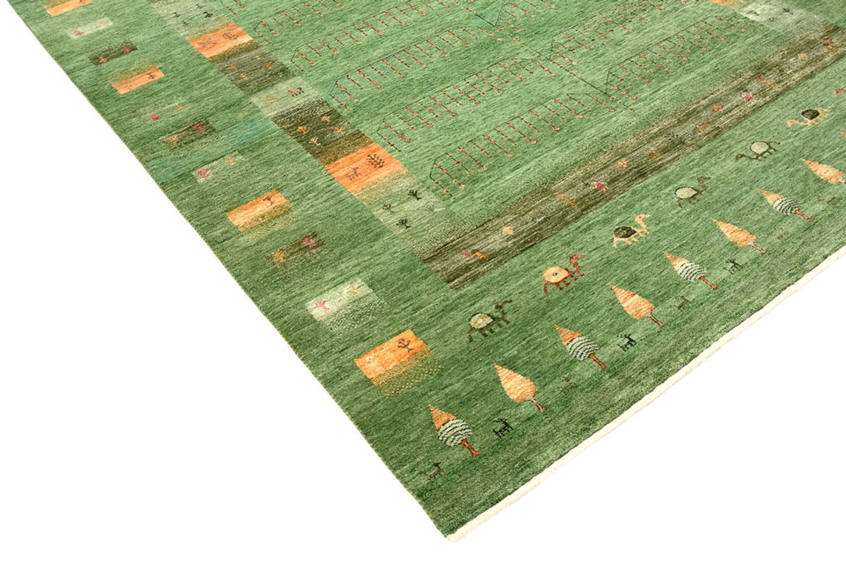 Gabbeh-mattan - Loribaft Indus - 246 x 206 cm - grön