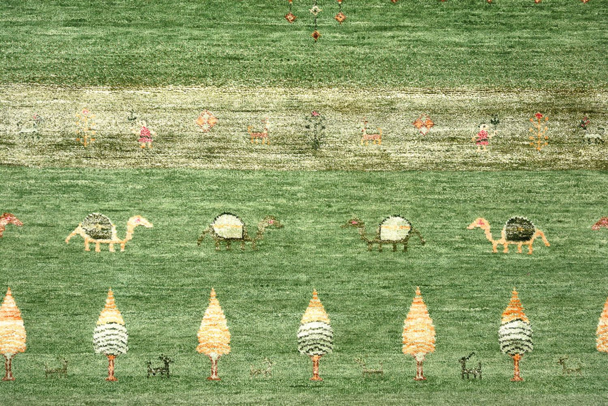 Gabbeh-mattan - Loribaft Indus - 246 x 206 cm - grön