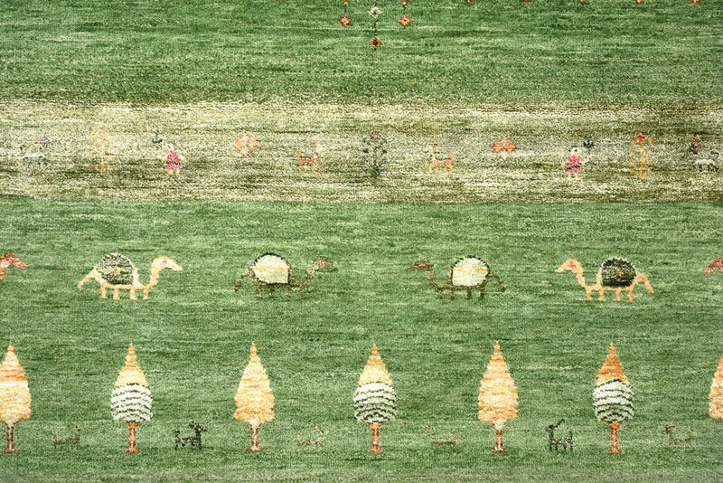 Gabbeh-mattan - Loribaft Indus - 246 x 206 cm - grön