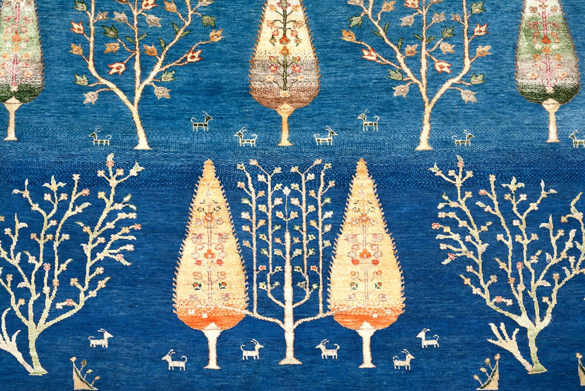 Gabbeh-mattan - Loribaft Indus - 247 x 173 cm - havsblått